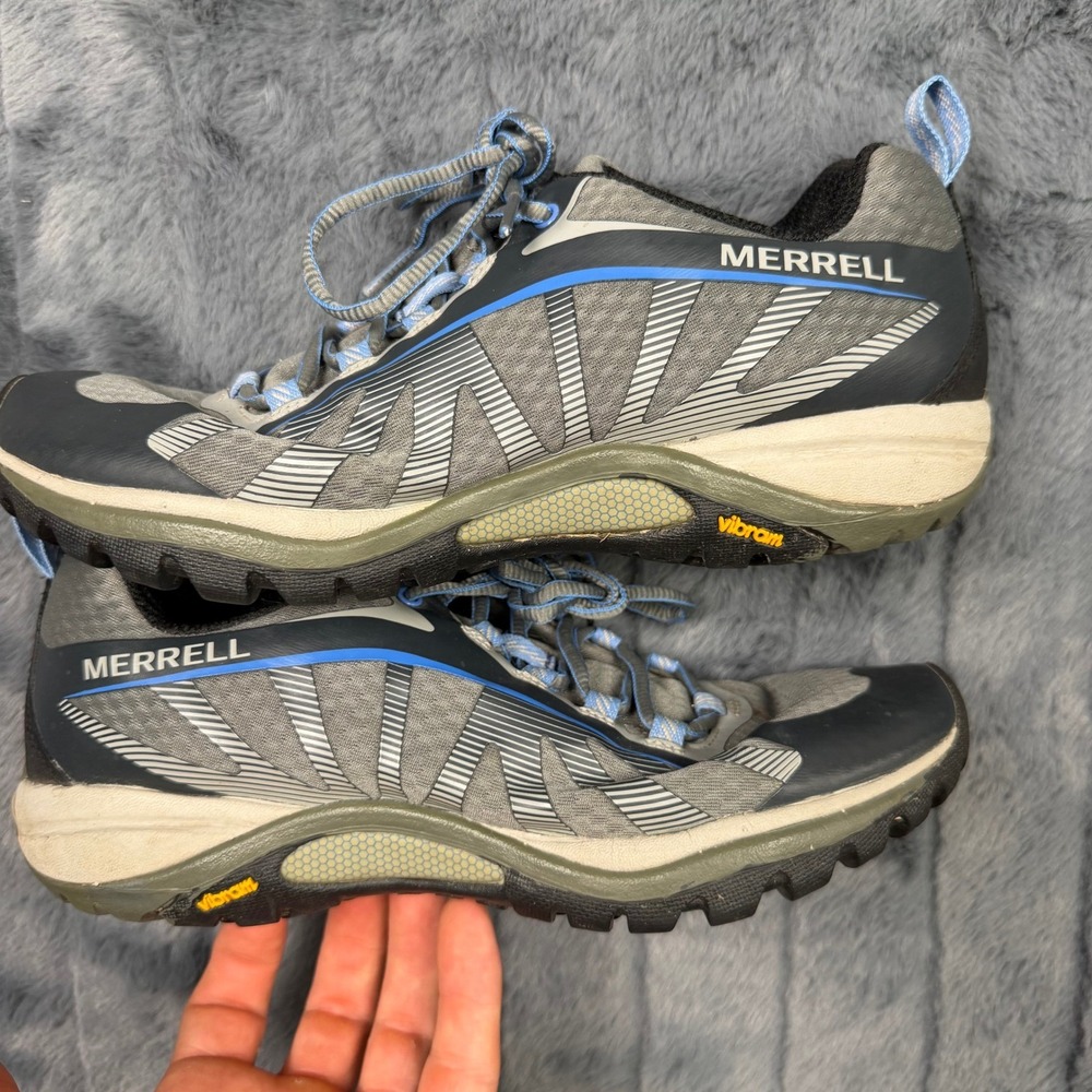 Merrell Siren Edge Q2 Grey Blue Hiking Shoes Womens 7.5 J35516 Vibram Outsole